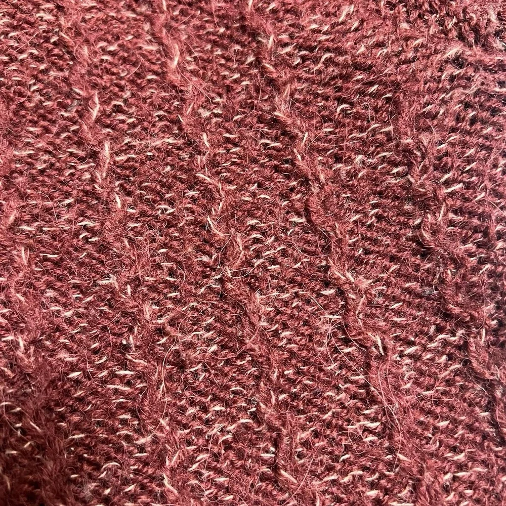 Caslon Alpaca Chunky Knit Peplum Sweater Womens 5 Bell Sleeve Mock Neck Burgundy - Picture 9 of 16